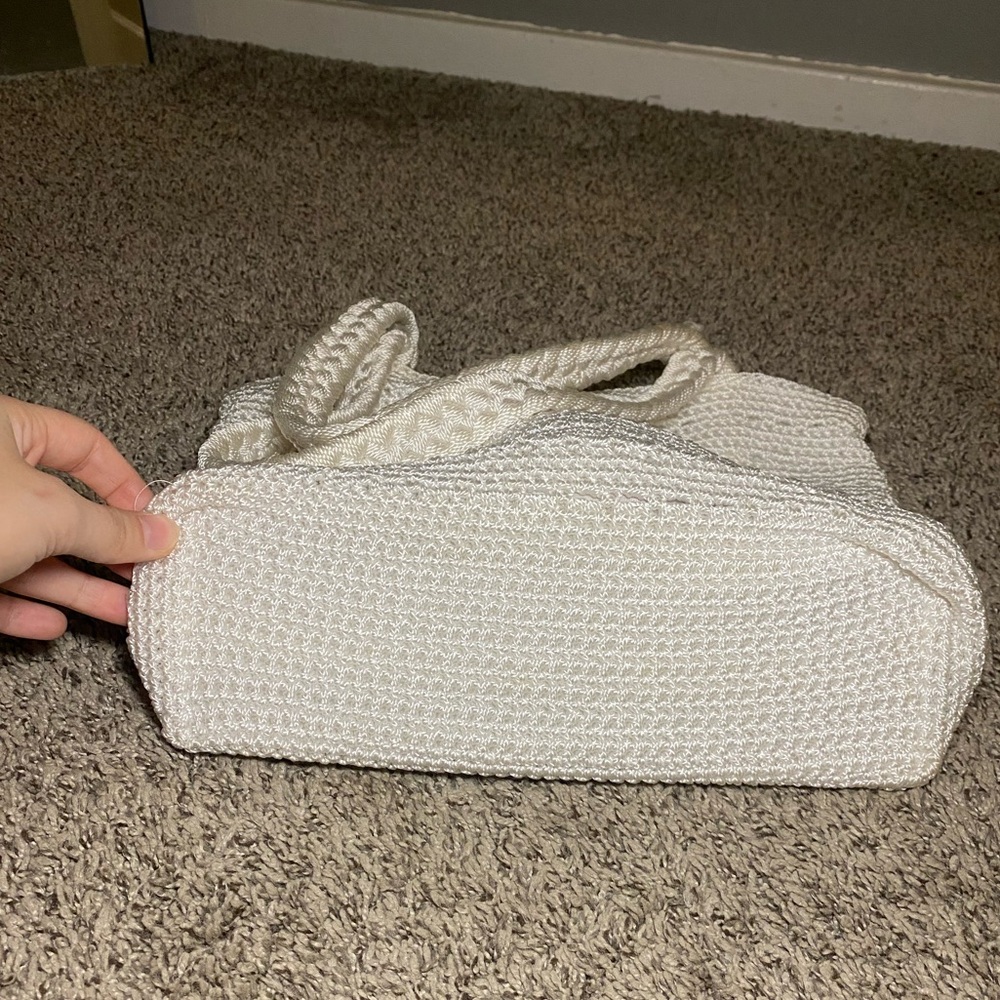 Vintage Y2K White Lina Woven Crochet Hobo Shoulder Bag - Picture 6 of 7